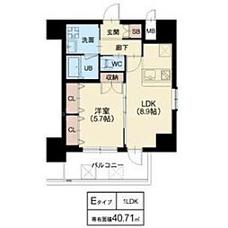 スプランディッド江坂駅前 12階1LDKの間取り