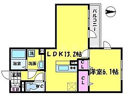 Osaka Metro今里筋線 清水駅 徒歩6分の賃貸アパート 2階1LDKの間取り