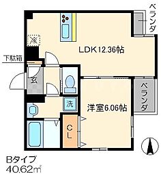 四条コート西洞院 3階1LDKの間取り