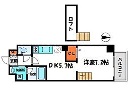 京阪本線 西三荘駅 徒歩2分の賃貸マンション 4階1DKの間取り