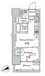 JR山手線 田町駅 徒歩12分の賃貸マンション 4階1DKの間取り