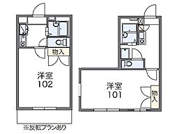 東武伊勢崎線 館林駅 徒歩33分の賃貸アパート 2階1Kの間取り