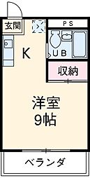 メゾン・ド・ラフィット 2階ワンルームの間取り