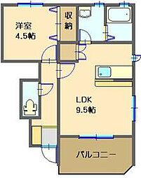 パルティールB 1LDKの間取図画像
