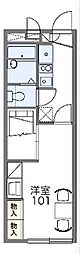 レオパレスシャン　リジェール 2階1Kの間取り