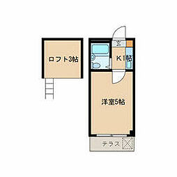 メゾンレオ絹の道 1Kの間取図画像