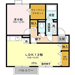 ニューソレイユ 2階1LDKの間取り