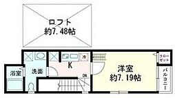 マーレ船堀 2階1Kの間取り