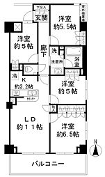JR中央線 西国分寺駅 徒歩13分の賃貸マンション 6階4LDKの間取り