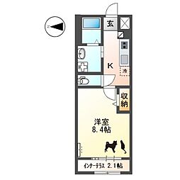 ピュアファクトリー22 1Kの間取図画像