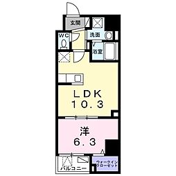 東急田園都市線 池尻大橋駅 徒歩4分の賃貸マンション 8階1LDKの間取り