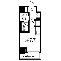 クラリッサ川崎グランデ 7階ワンルームの間取り