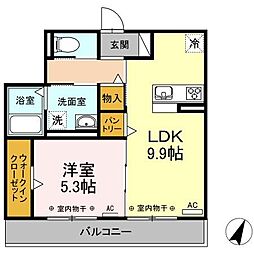 ささら弐番館 1LDKの間取図画像