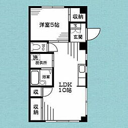 スクエアテラス港南 2階1LDKの間取り