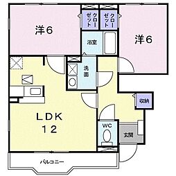 トゥッティソーレ 1階2LDKの間取り