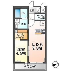Ｂｅｌ・Ｃａｓａ鹿嶋 2階1LDKの間取り