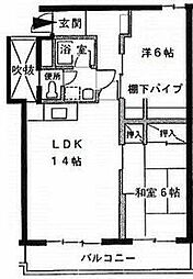 丸田ハイツ 2LDKの間取図画像