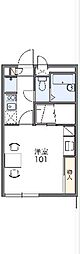 レオパレスリバーサイド 1階1Kの間取り