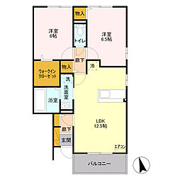 ヴァンクール　Ｂ 2階2LDKの間取り
