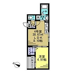 ＡＪ草加新田 2階1LDKの間取り
