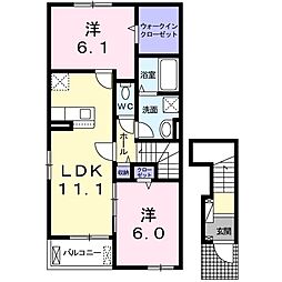 エルドラード　Ａ 2階2LDKの間取り