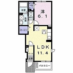京王相模原線 京王永山駅 徒歩15分の賃貸アパート 1階1LDKの間取り