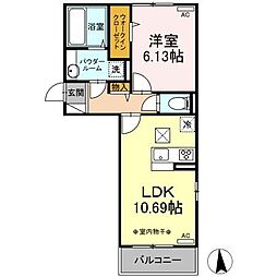 クロッシア前橋南町Ｂ 1階1LDKの間取り