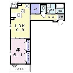 メゾン・ド・ソレイユ 1LDKの間取図画像