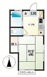 桃井3号館 1階1Kの間取り