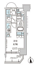 東京メトロ銀座線 上野広小路駅 徒歩4分の賃貸マンション 8階ワンルームの間取り