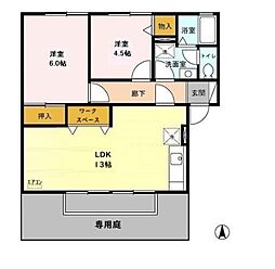 オークス・ハイムA 2LDKの間取図画像
