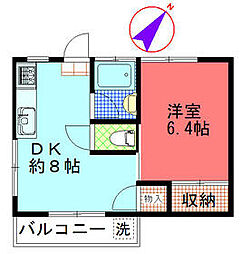 細山コーポ 3階1DKの間取り