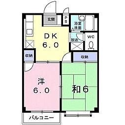 マルマンハイツ 2DKの間取図画像