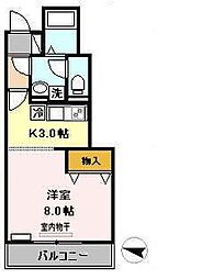 プリヴェール成城 1階1Kの間取り