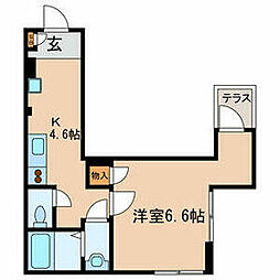 ＭＡＮＡ−Ｋ 1階1DKの間取り