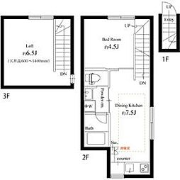キングハウス吉祥寺Ｂ棟 2階1DKの間取り