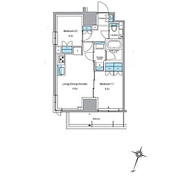 ルフォンプログレ渋谷ヒルトップ 6階2LDKの間取り