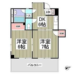 ニューパレス馬橋 2階2DKの間取り