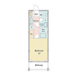 グランカーサ緑地公園 1Kの間取図画像