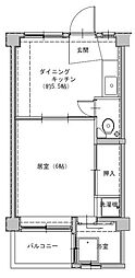 ビレッジハウス葛ノ葉8号棟 1DKの間取図画像
