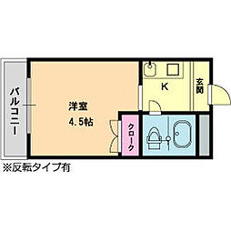 メゾン・ド・シュルヴィー ワンルームの間取図画像