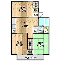 第5二塚ハイツ 3DKの間取図画像