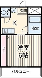 マンションクラシーバ 3階1Kの間取り