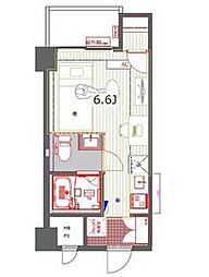 東急目黒線 不動前駅 徒歩6分の賃貸マンション 2階ワンルームの間取り