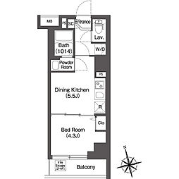 コンフォリア・リヴ品川南大井 5階1DKの間取り