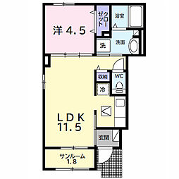 サン　ヴェール　緑町 1階1LDKの間取り