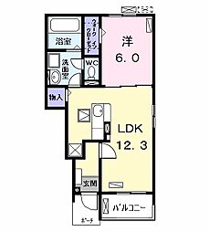 チェレステ白髭　Ａ 1階1LDKの間取り
