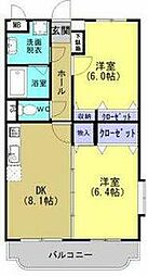 Y.M.ソレイユ 2DKの間取図画像