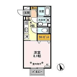 パストラル3 1Kの間取図画像