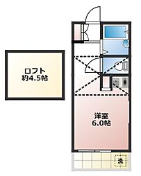 サンライトヘイワ 1階ワンルームの間取り
